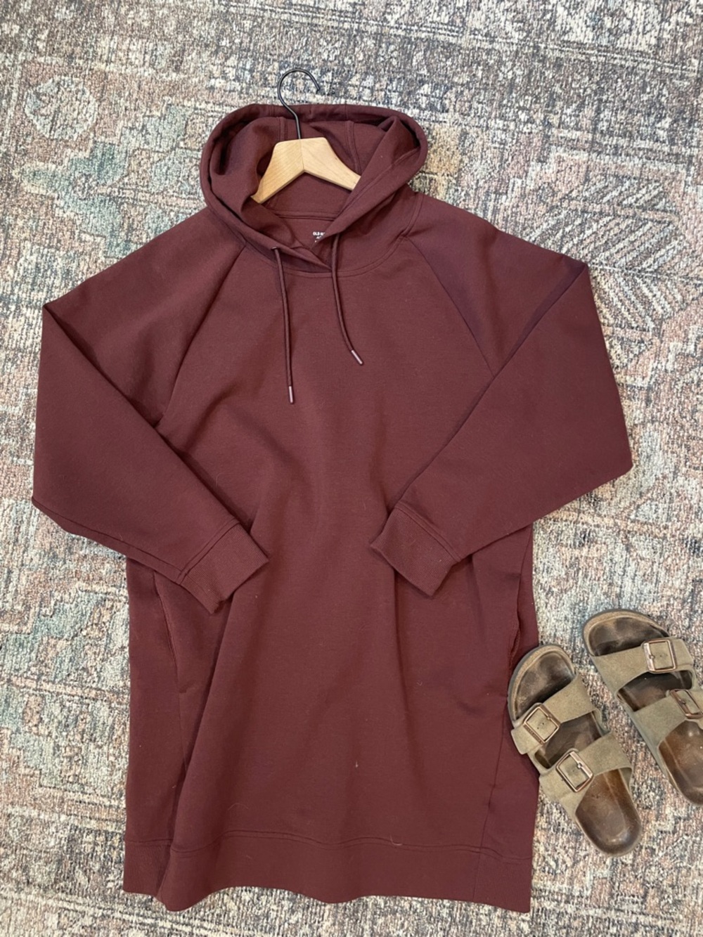 Old Navy Active Hoodie Dress Red Oversized Pullover Sweatshirt Dress Casual L